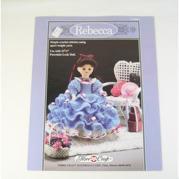 Fibre Craft Crochet Doll Pattern Booklet Rebecca 11 1/2" FCM 242 1991 - Picture 1 of 3